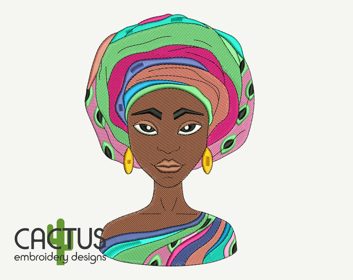 Attentive Woman Embroidery Design