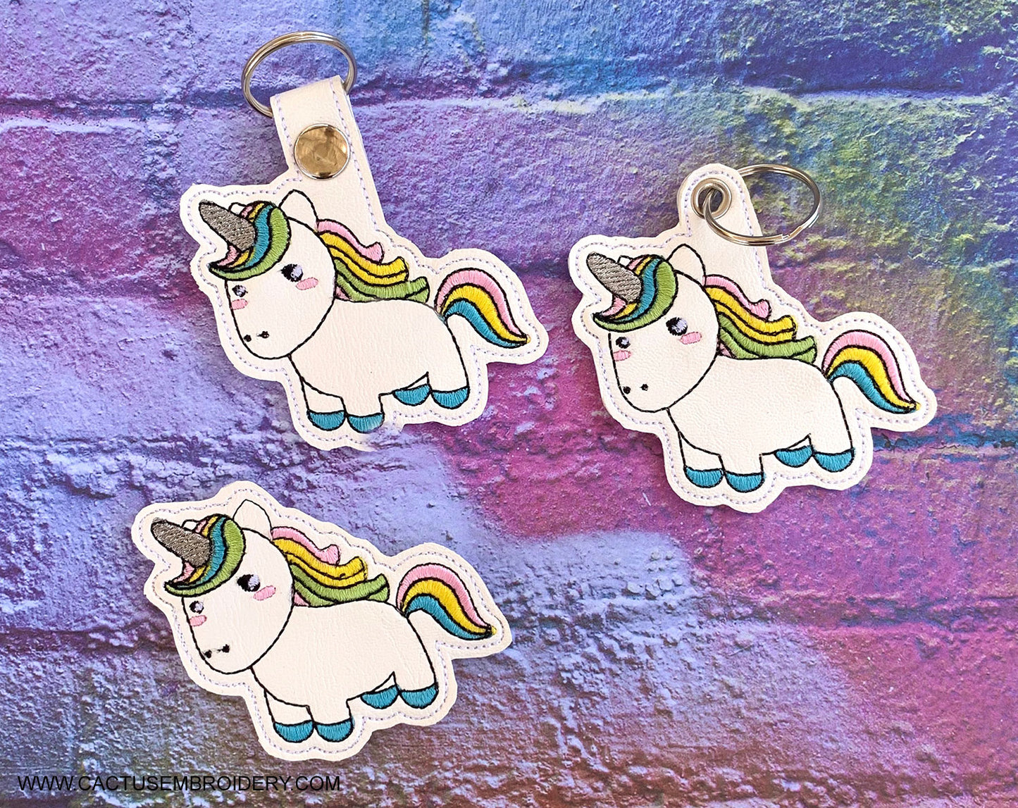 Baby Unicorn Set of Eyelet Fob, Feltie & Snap Tab