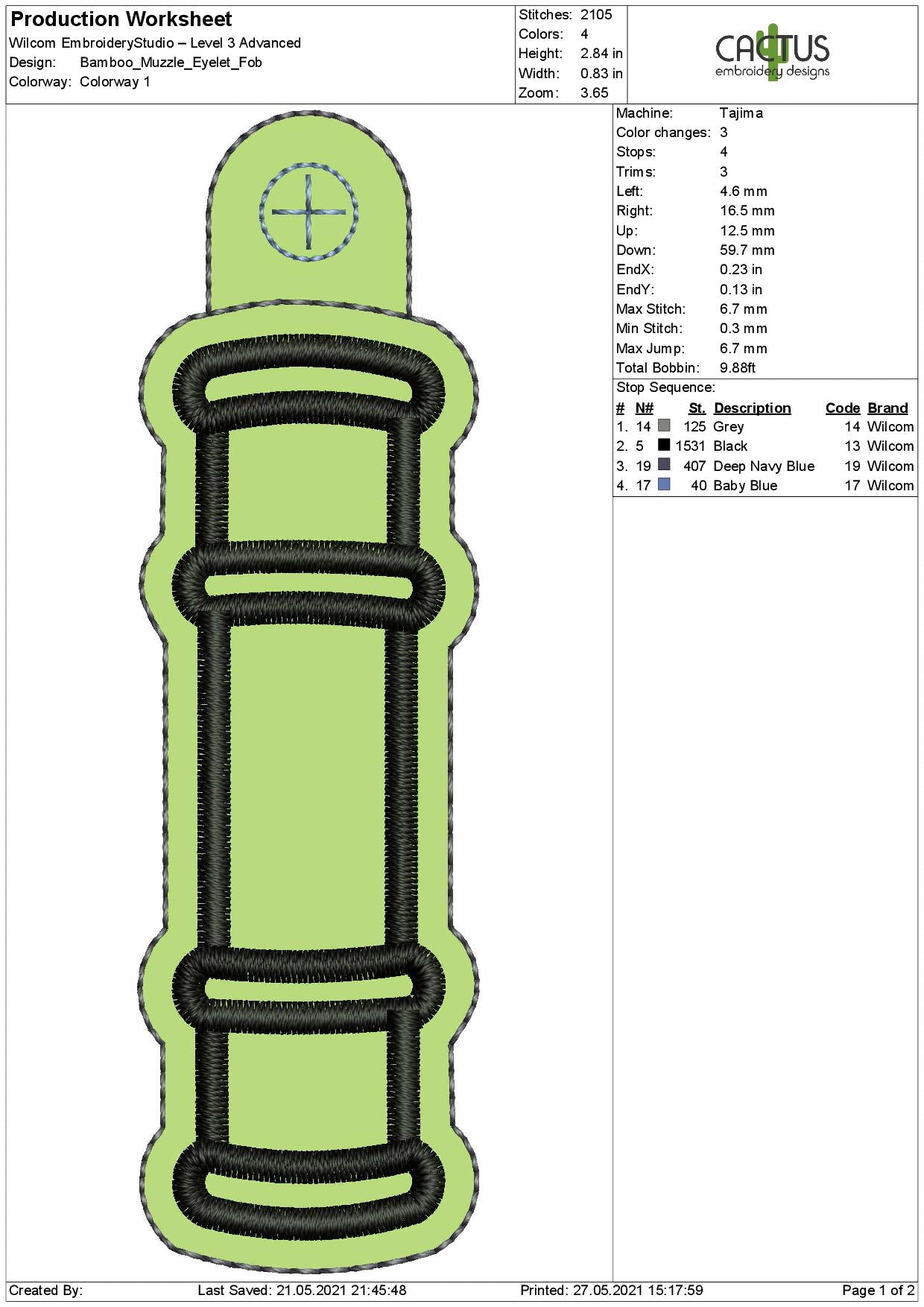 Bamboo Snap Tab & Eyelet Fob