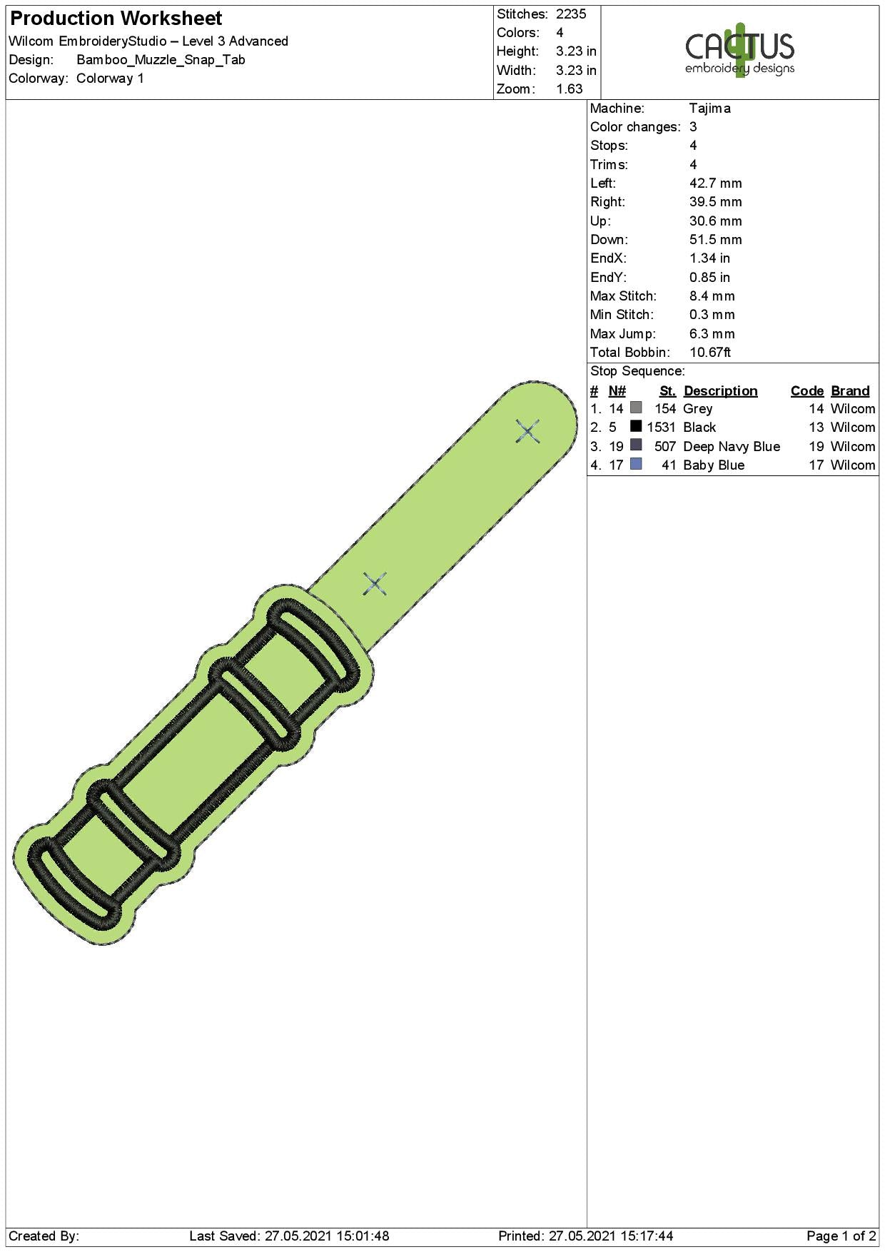 Bamboo Snap Tab & Eyelet Fob