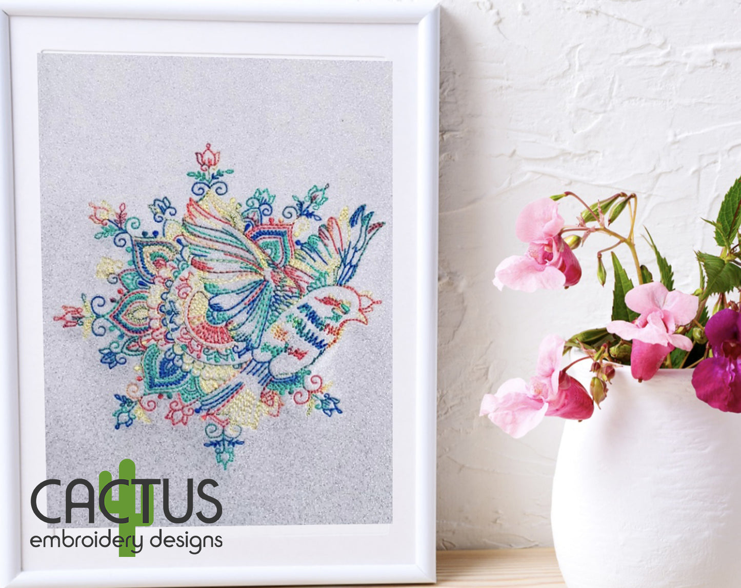 Bird and Mandala Embroidery Design
