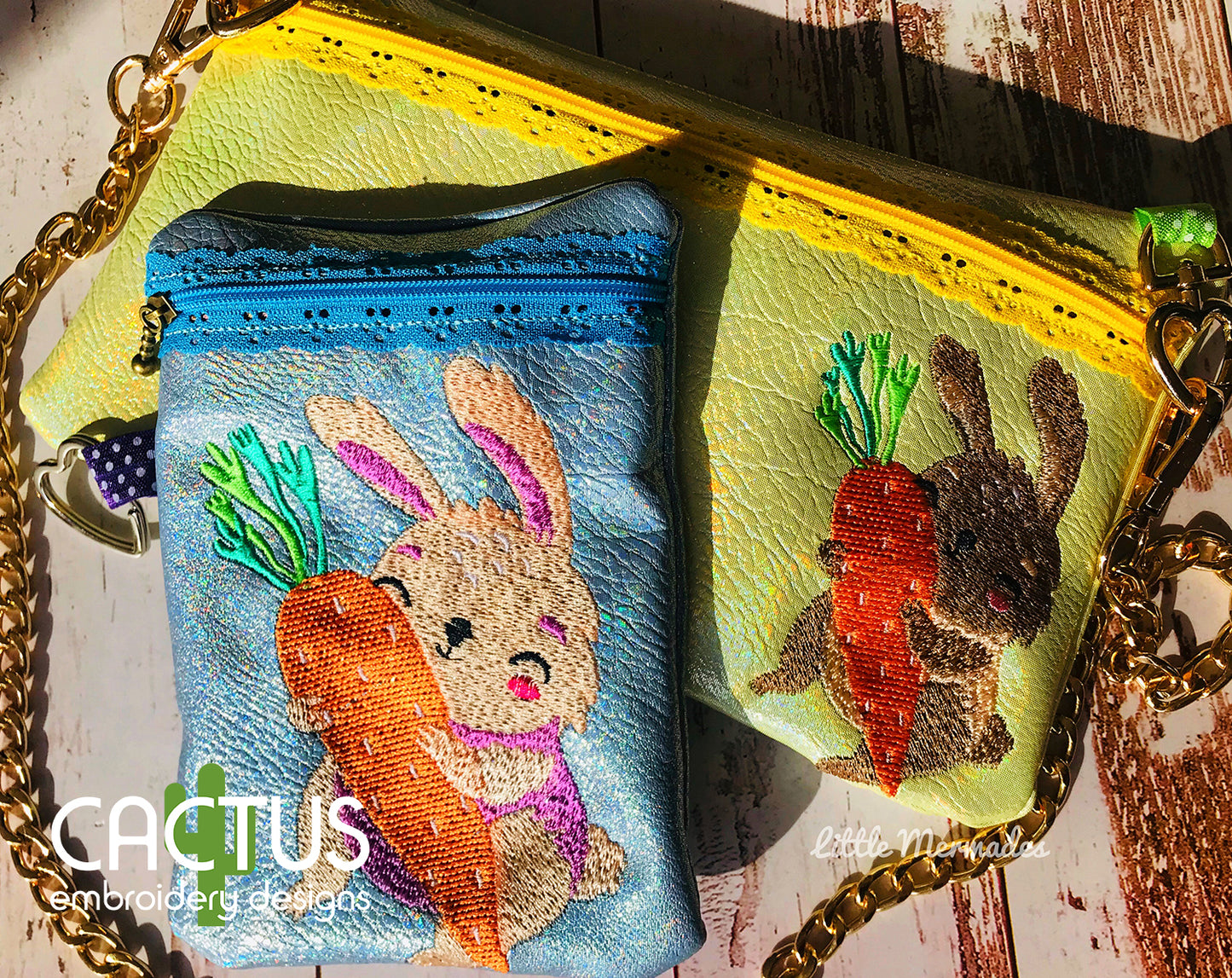 Bunny Set of Zipper Bags, Charm\Zipper Pull & Sanitizer Holder
