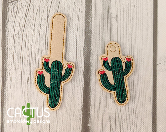 Cactus Hearts Snap Tab & Eyelet Fob
