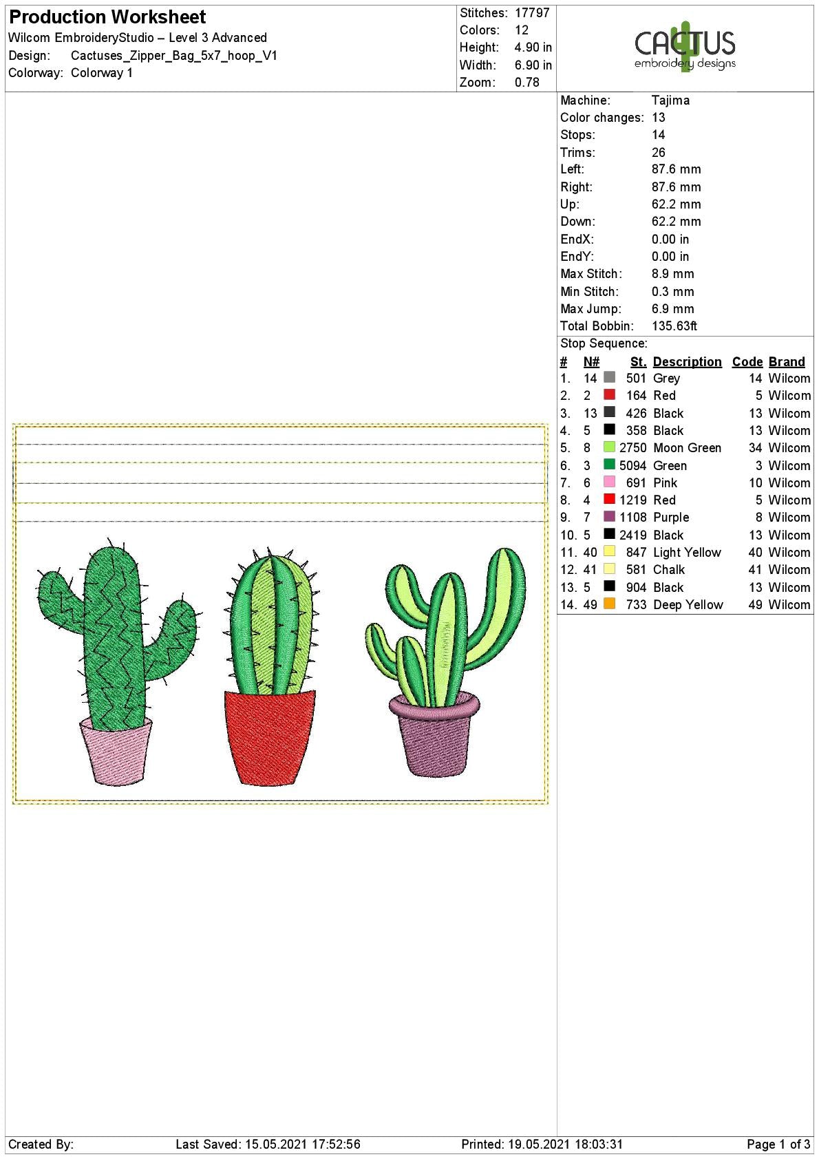 Cactuses Zipper Bag