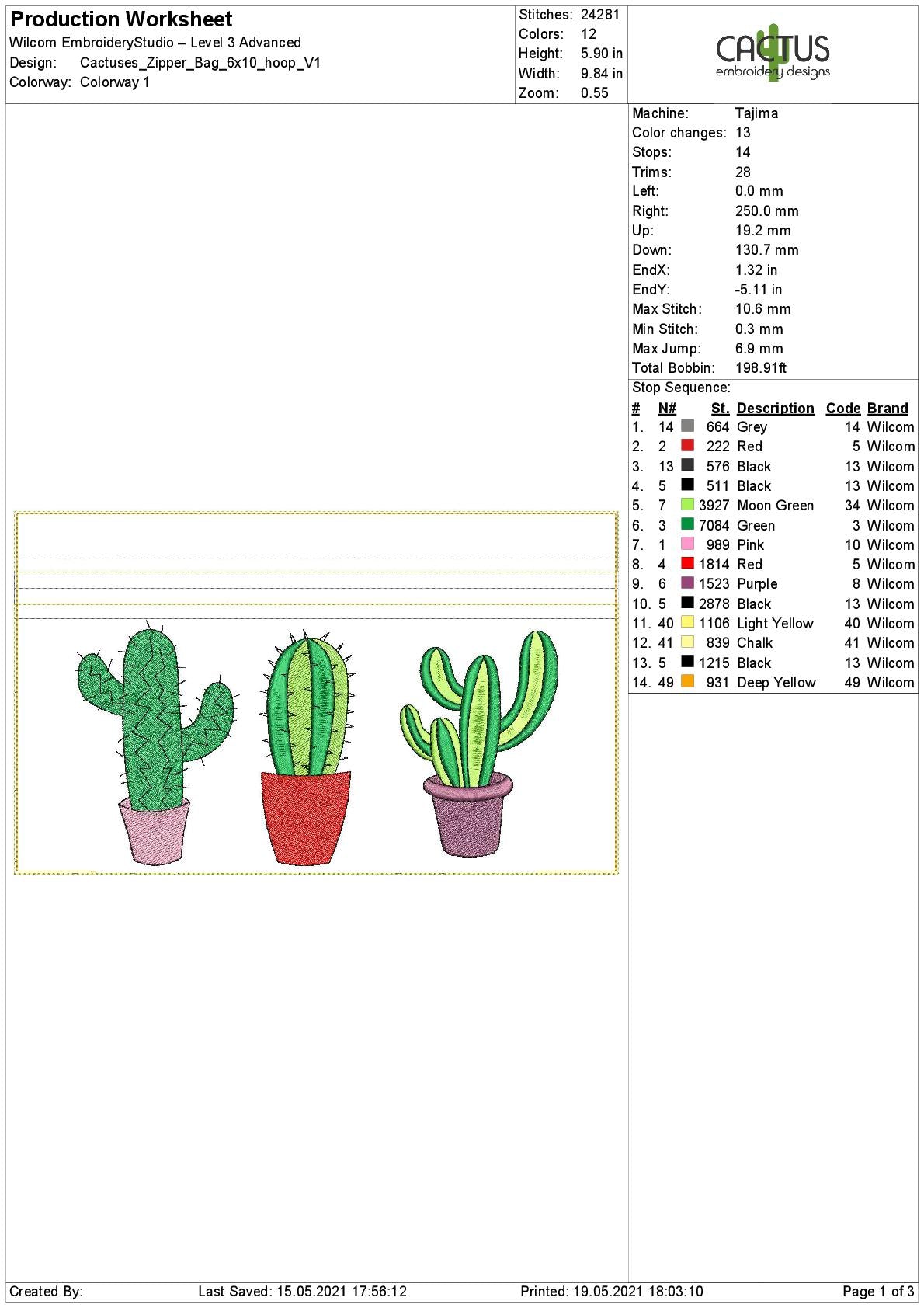 Cactuses Zipper Bag