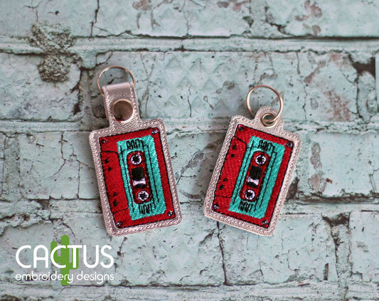 Cassette Tape Snap Tab & Eyelet Fob