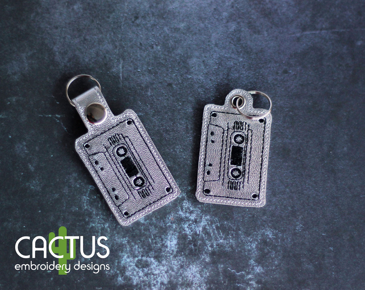 Cassette Tape Snap Tab & Eyelet Fob