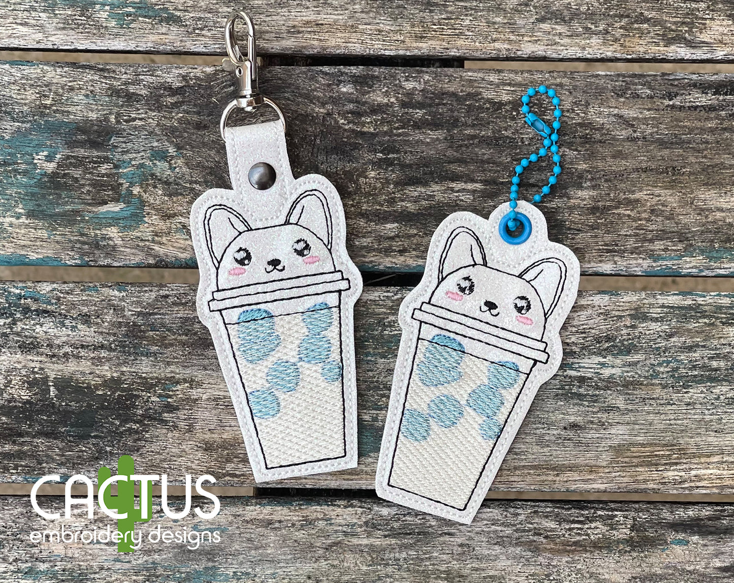 Cat Drink Snap Tab & Eyelet Fob