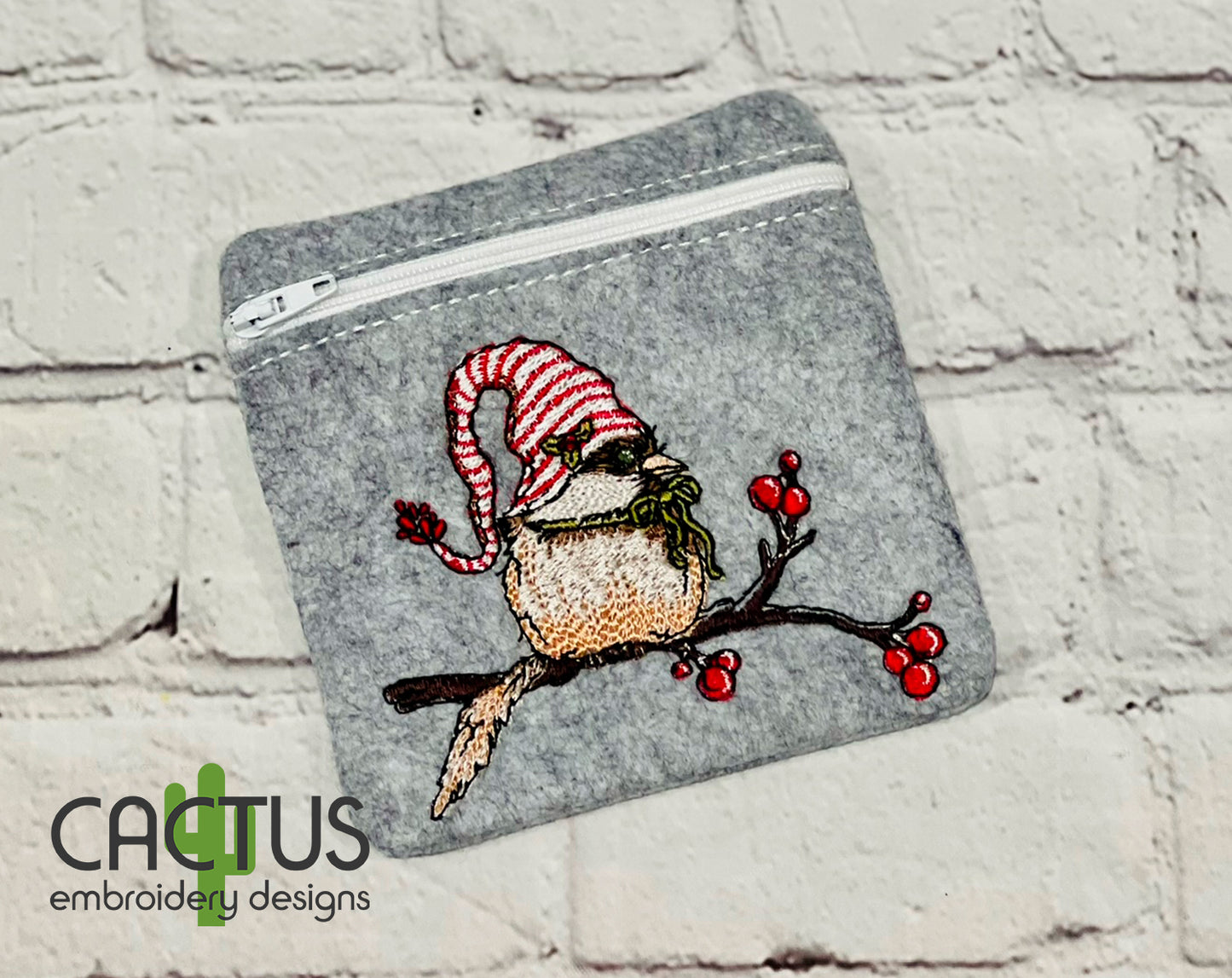 Christmas Chickadee Embroidery Design