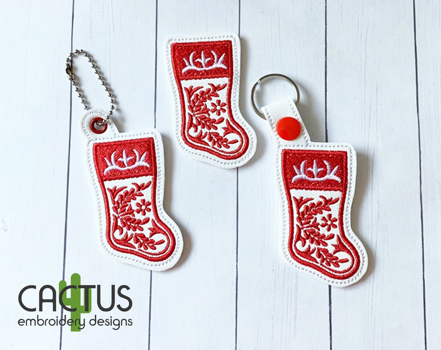 Christmas Sock Eyelet Fob, Snap Tab & Feltie