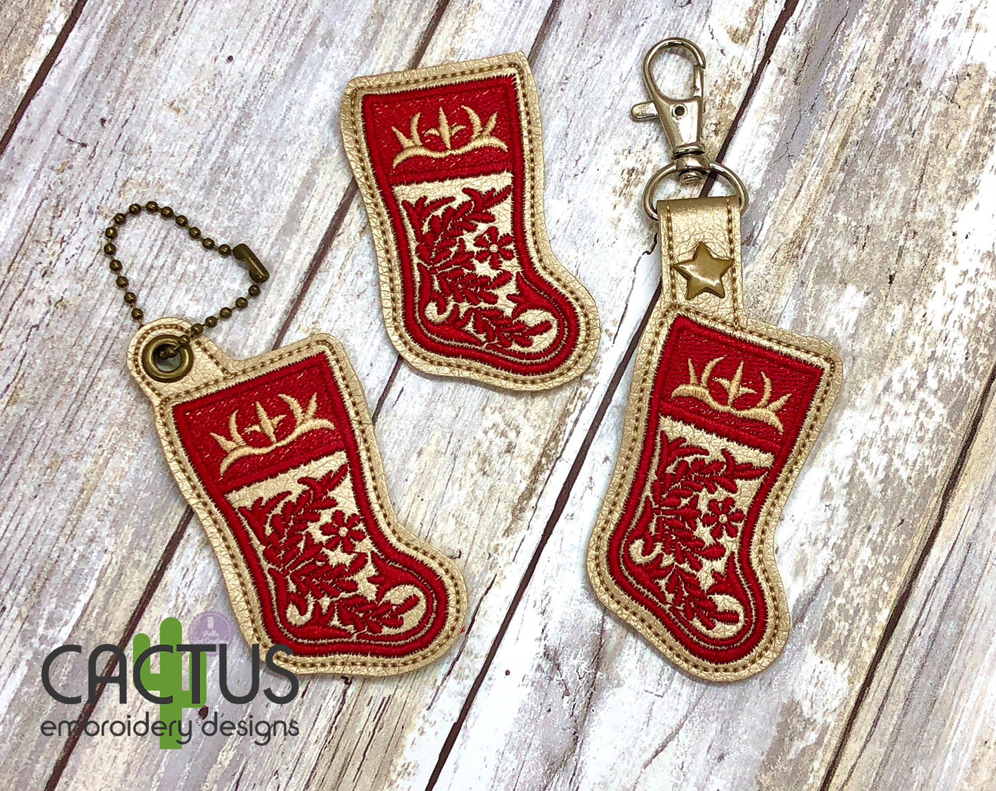 Christmas Sock Eyelet Fob, Snap Tab & Feltie