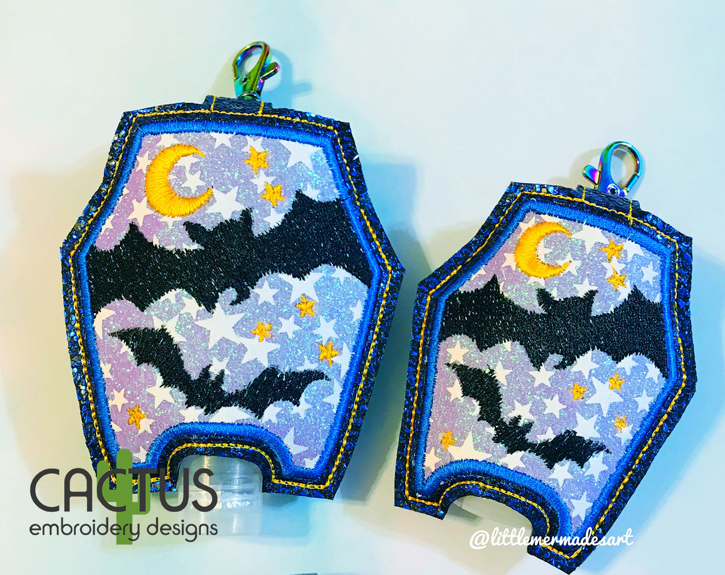 Coffin Bats Eyelet Fob, Snap Tab & Sanitizer Holder