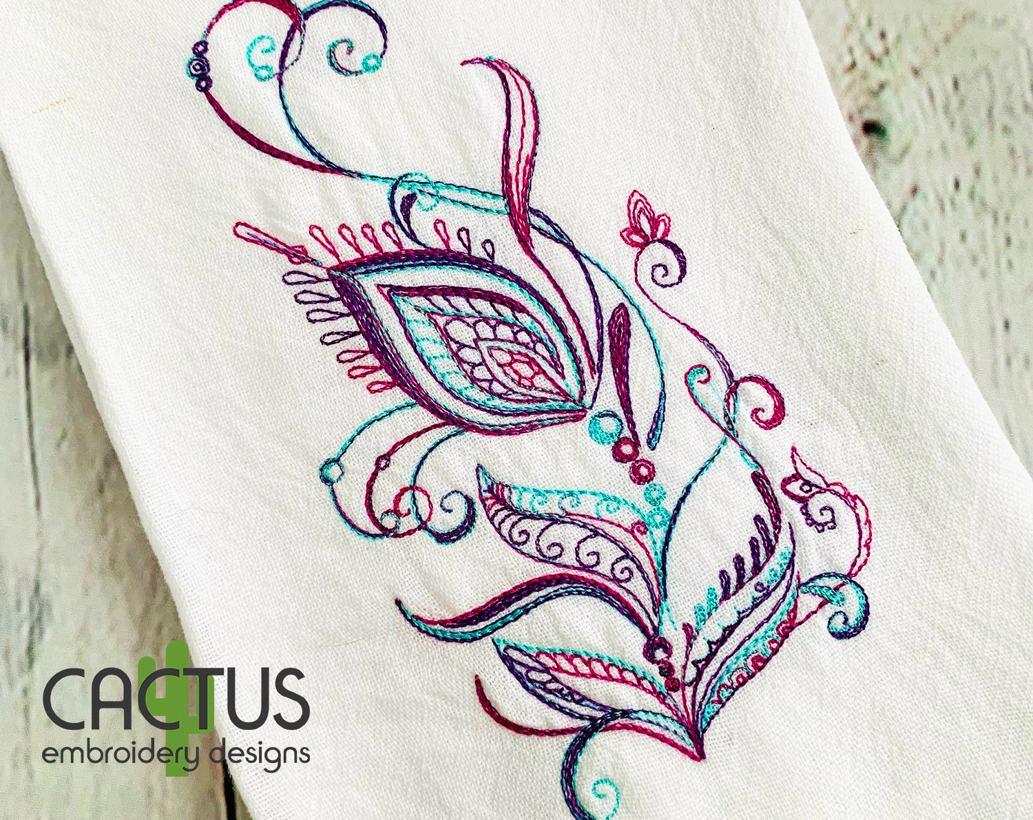 Colorful Feather Embroidery Design – Cactus Embroidery Designs