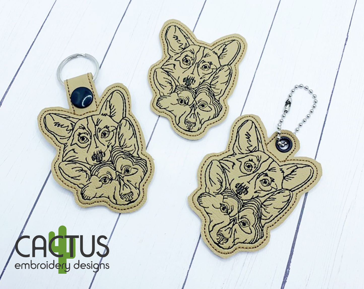 Corgi Eyelet Fob, Snap Tab & Feltie