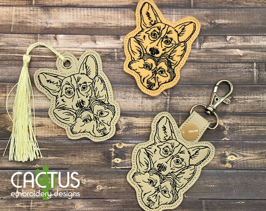 Corgi Eyelet Fob, Snap Tab & Feltie