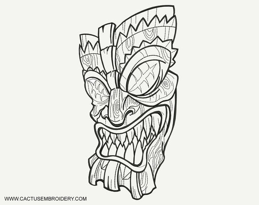 Creepy Polinesian Mask Machine Embroidery Design