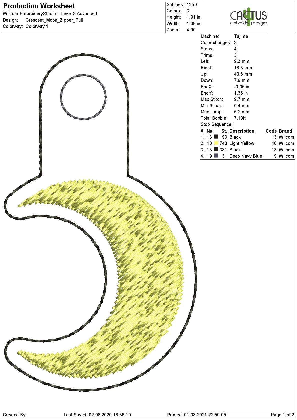 Sun Zipper Bag & Crescent Moon Zipper Pull