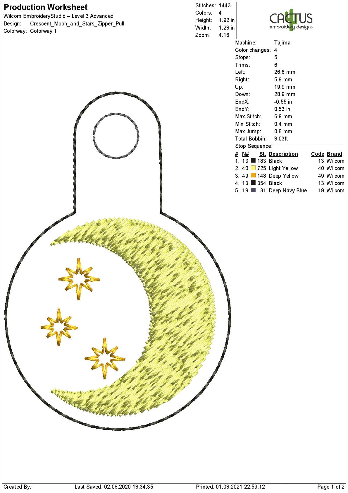 Sun Zipper Bag & Crescent Moon Zipper Pull