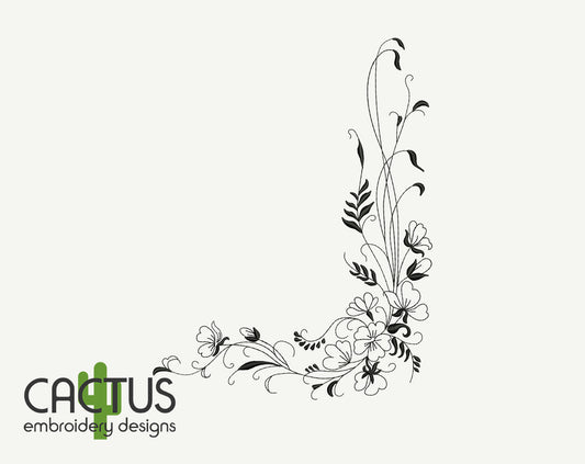 Curly Corner Pattern Embroidery Design