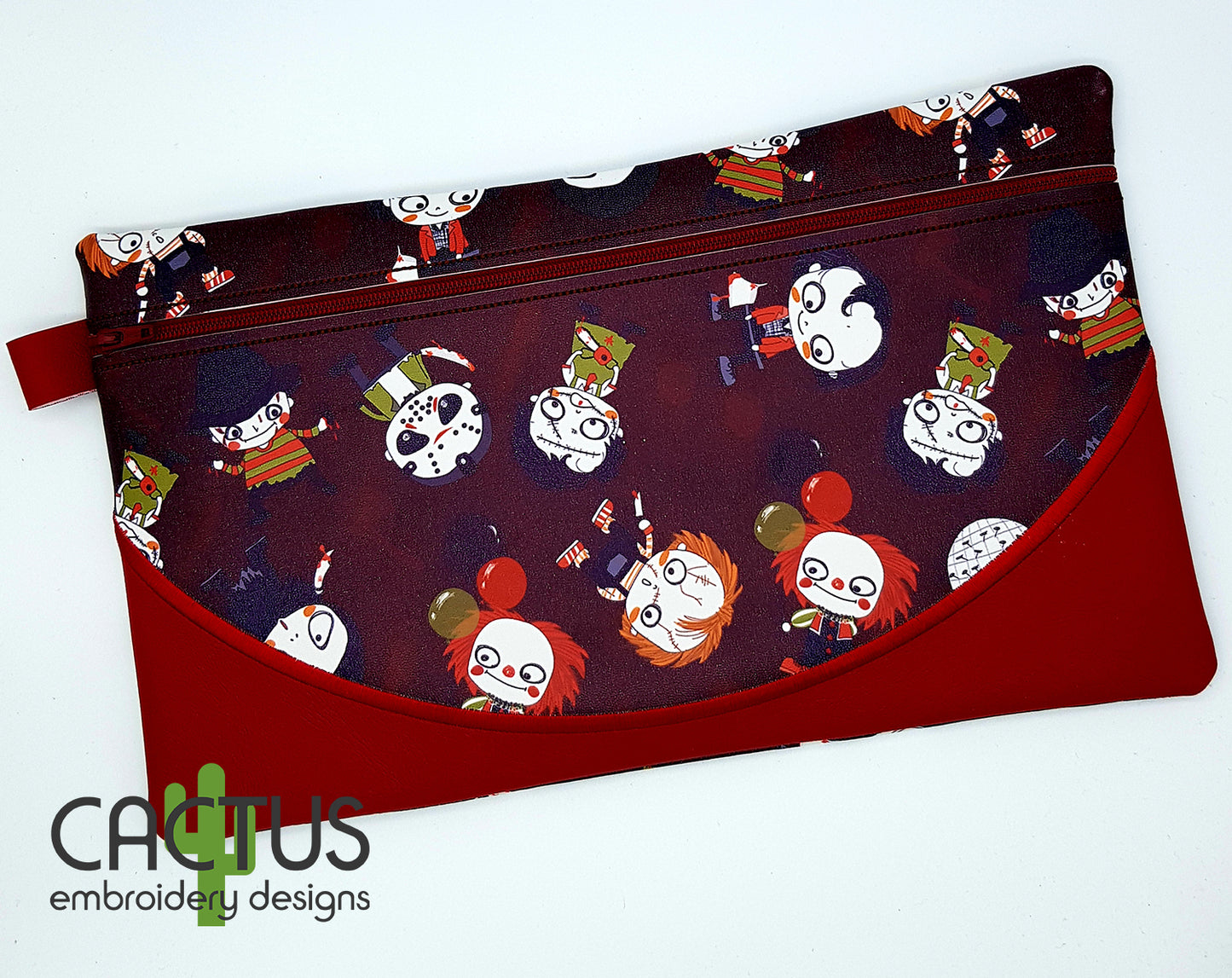 Blank Curved Line Applique Zipper Bag