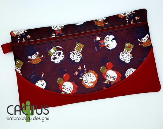Blank Curved Line Applique Zipper Bag