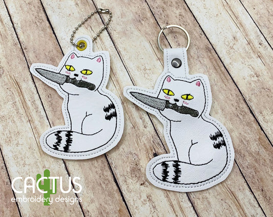 Dangerous Cat Snap Tab & Eyelet Fob