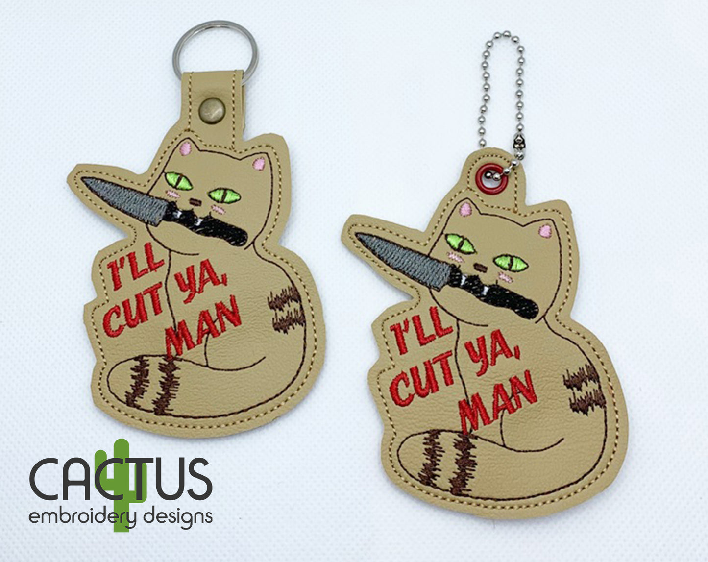 Dangerous Cat Snap Tab & Eyelet Fob