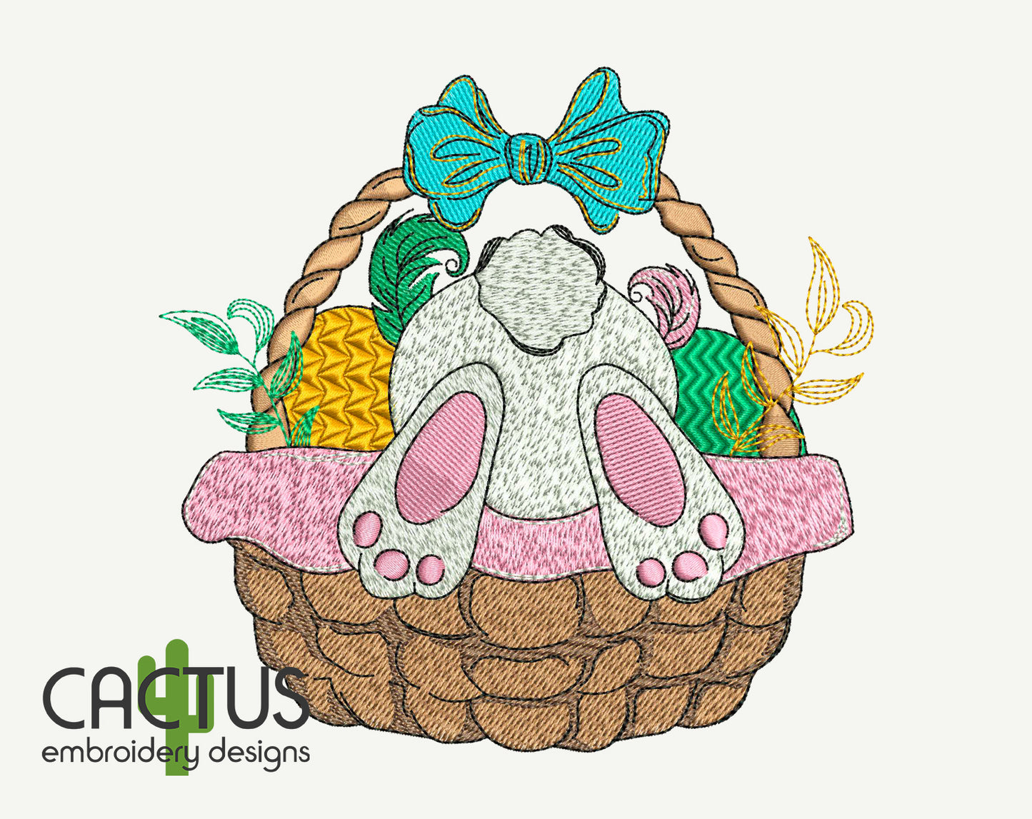 Easter Bunny Basket Embroidery Design