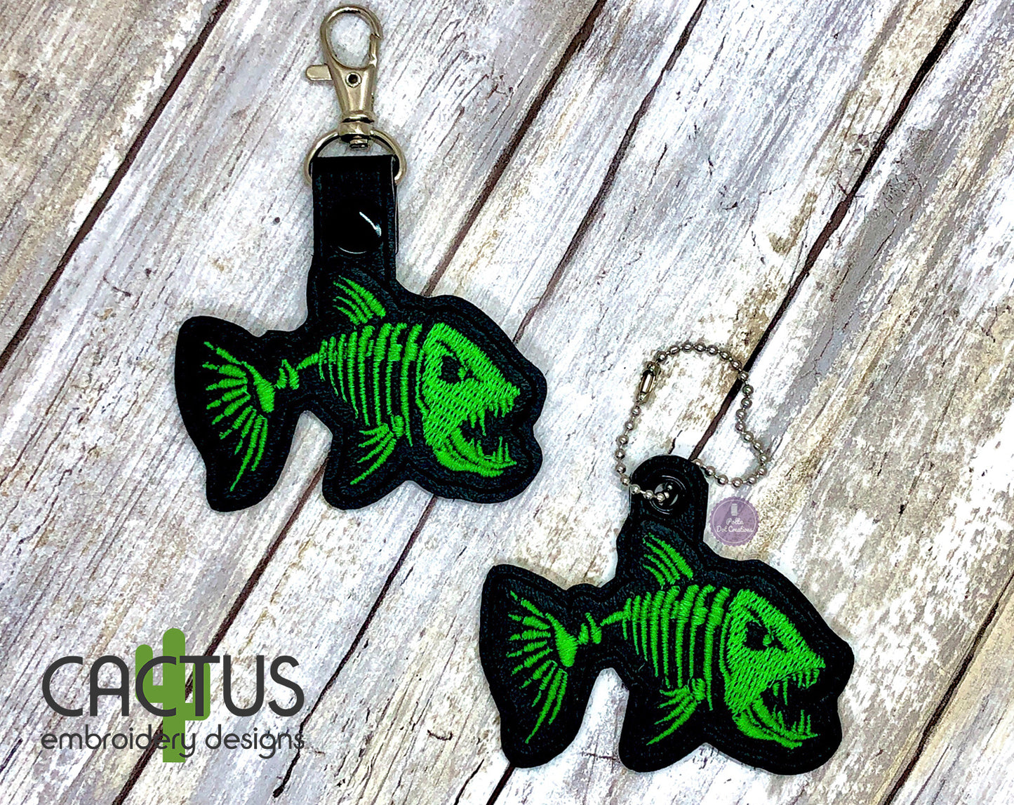 Fish Skeleton Eyelet Fob & Snap Tab