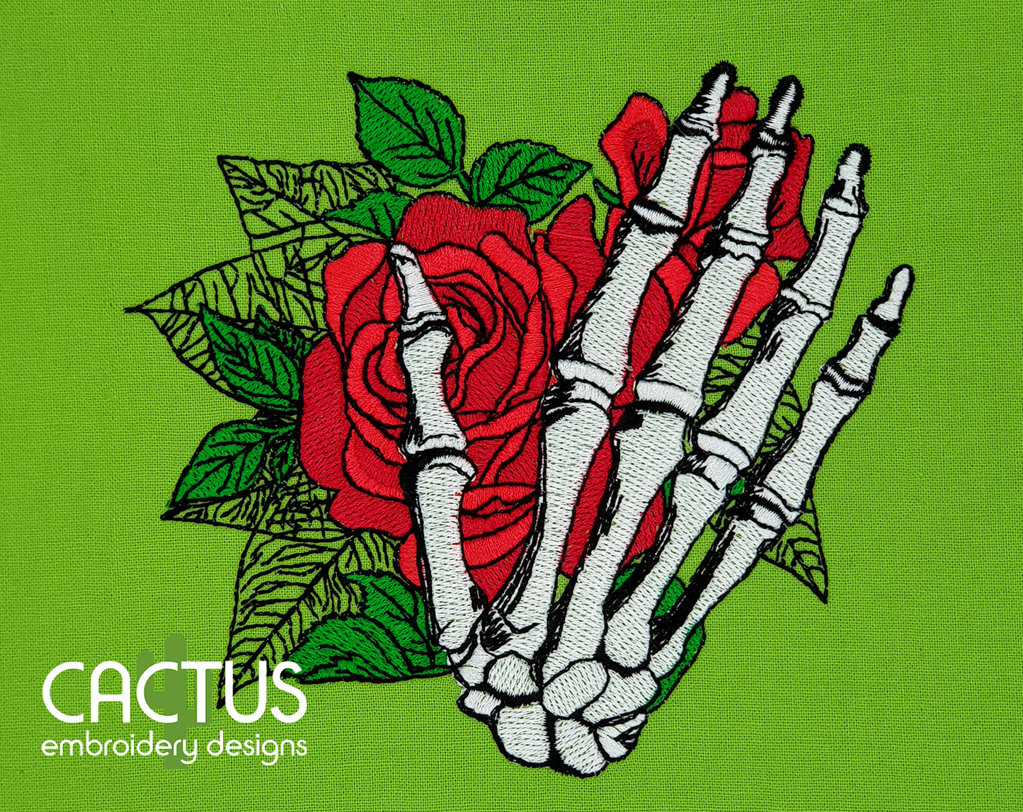 Floral Skeleton Palm Embroidery Design