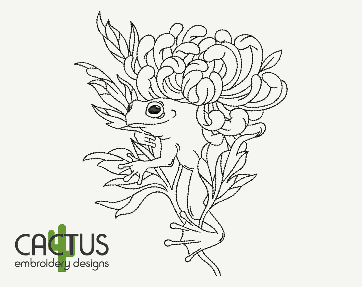 Frog on a flower Embroidery Design