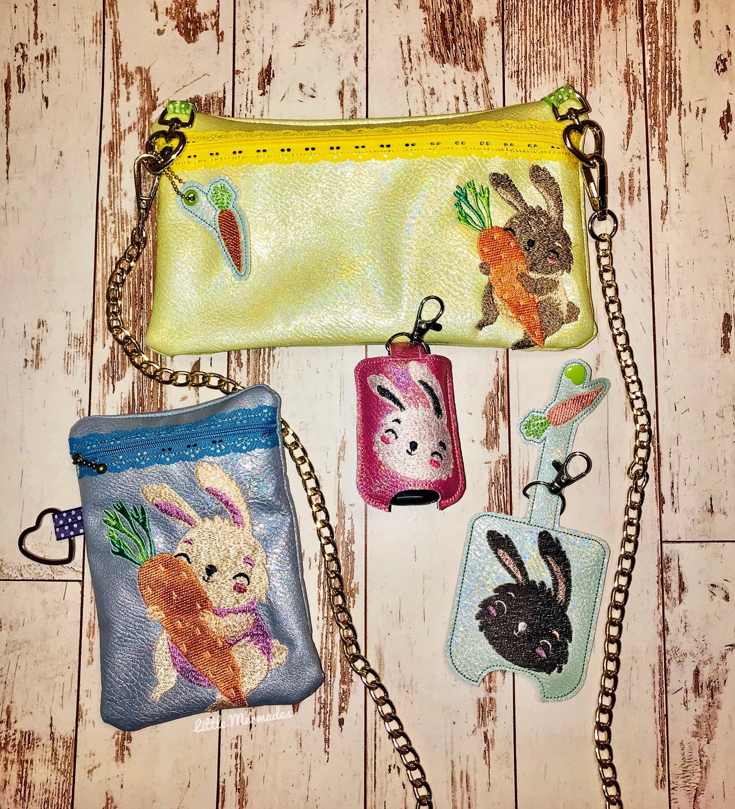 Bunny Set of Zipper Bags, Charm\Zipper Pull & Sanitizer Holder