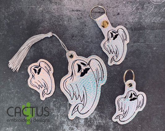 Ghost Set of Bookmark\Bag Tag, Eyelet Fob, Feltie, Snap Tab
