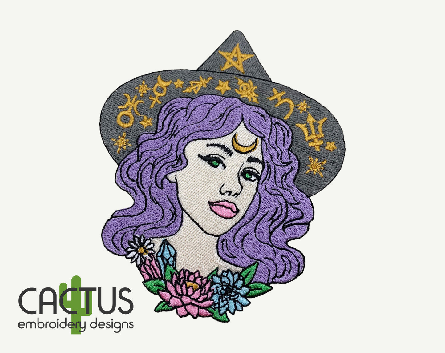 Green Eyed Witch Embroidery Design