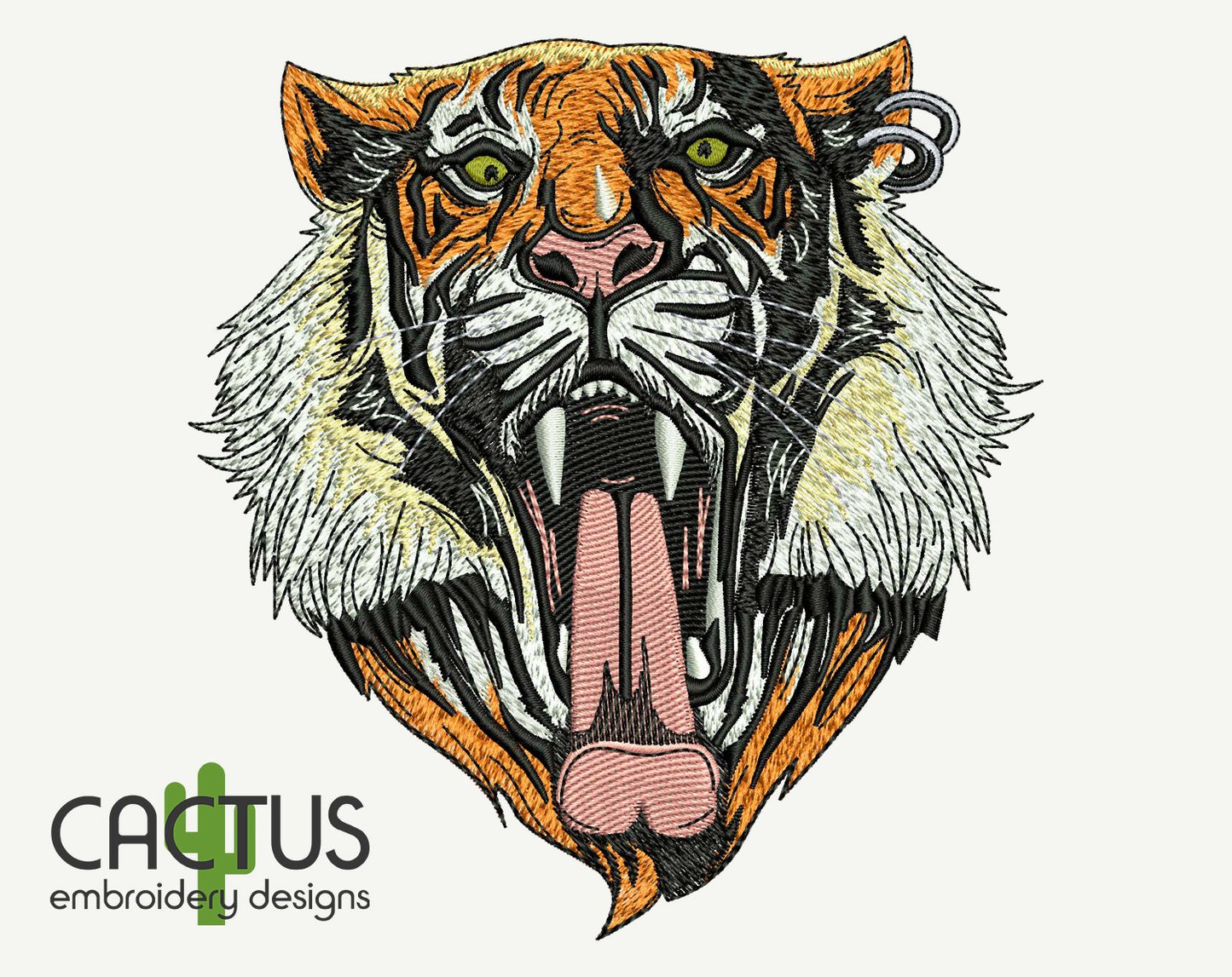 Growling Tiger Embroidery Design