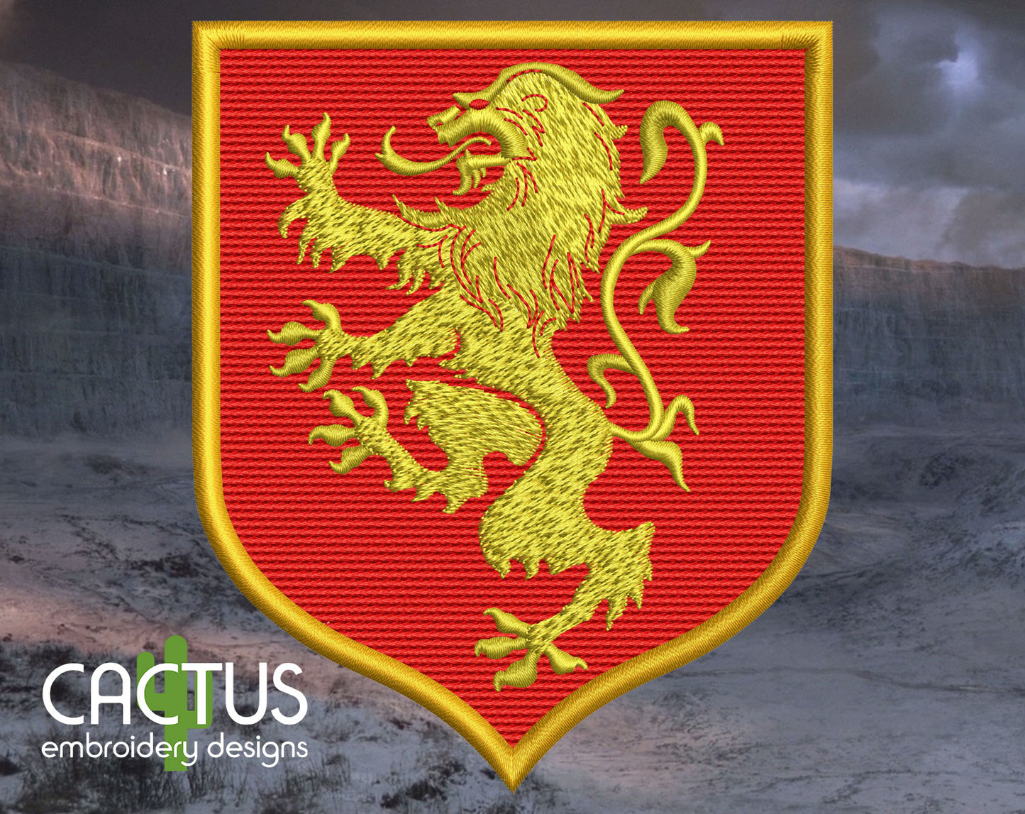 Lion Shield Embroidery Design