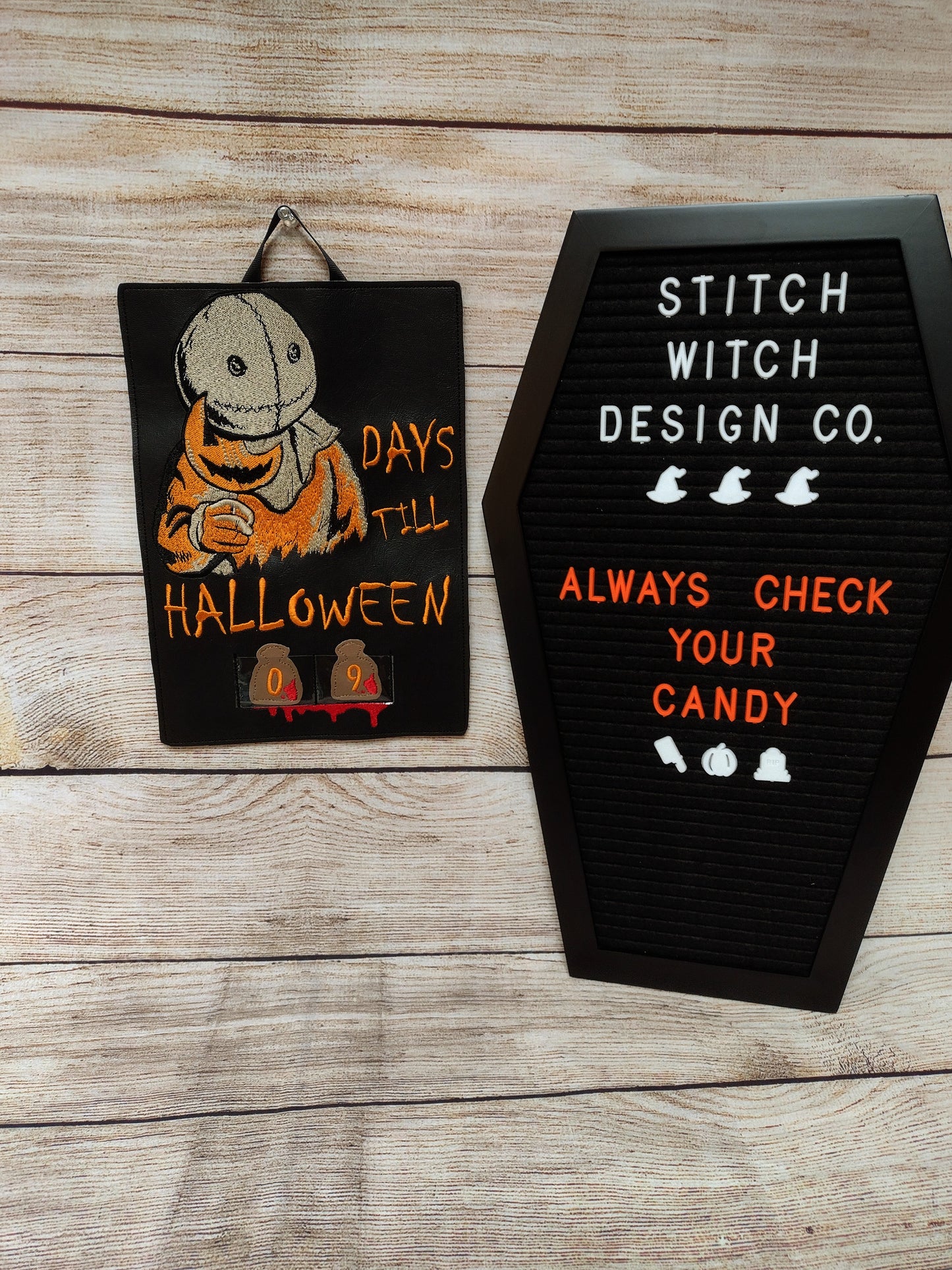 Sam Days till Halloween Countdown Embroidery Design