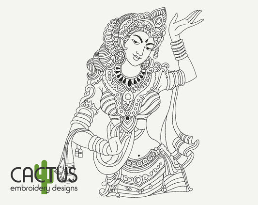 Indian Woman Embroidery Design