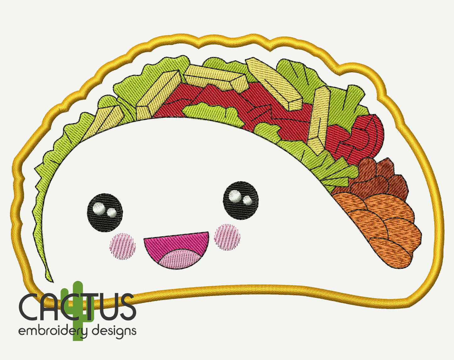 Kawaii Taco Applique Embroidery Design