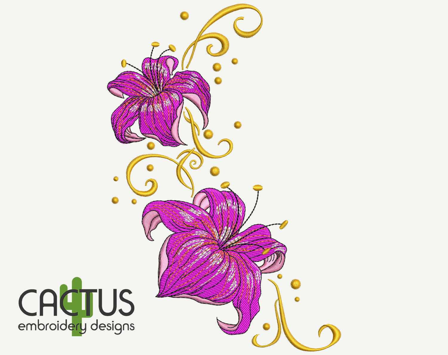 lily flower embroidery Lilies Embroidery Design – Cactus Embroidery Designs