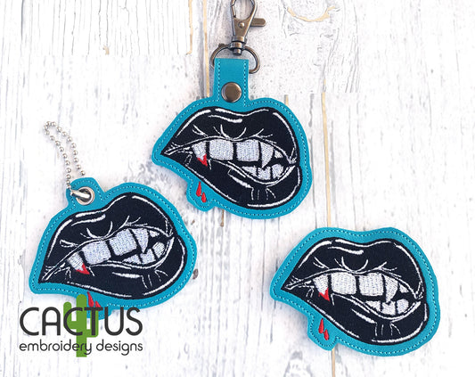 Lips Set of Patch Design, Eyelet Fob, Feltie, Snap Tab & Sanitizer Holder