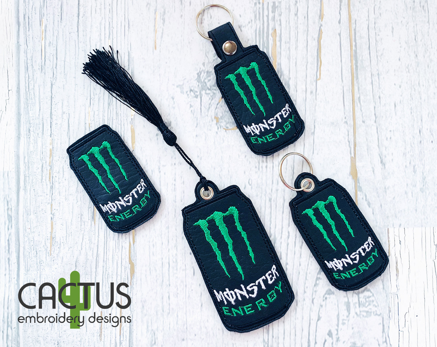 M Energy Drink Set of Bookmark\Bag Tag, Eyelet Fob, Feltie, Snap Tab