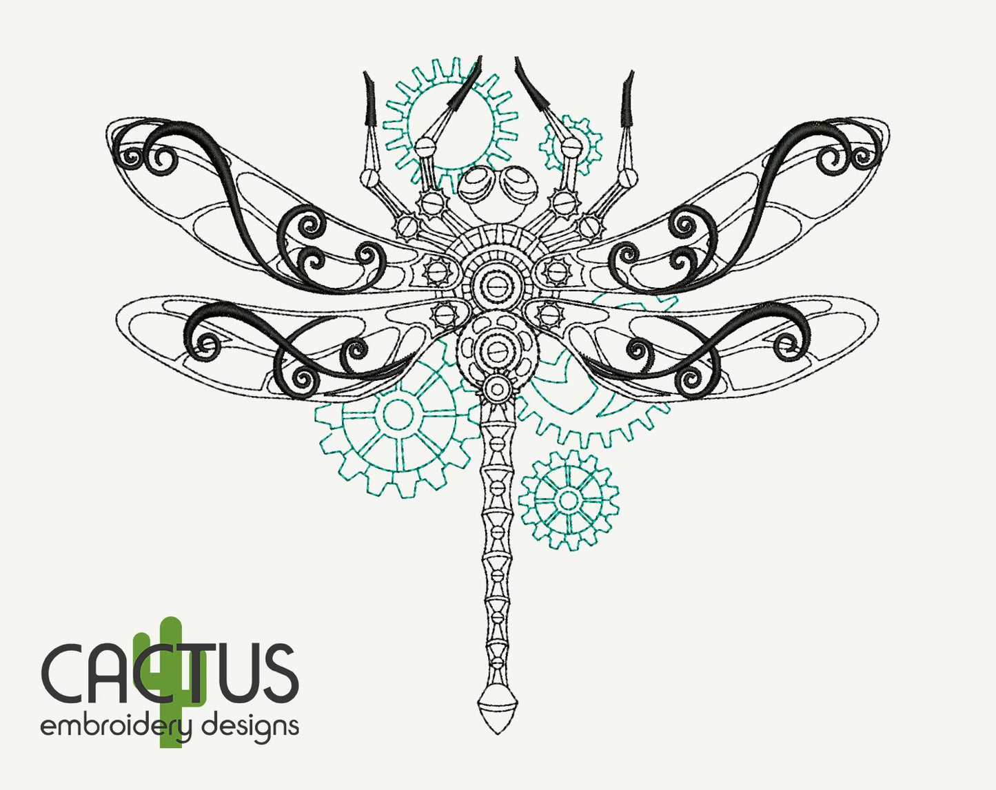 Mechanical Dragonfly Embroidery Design