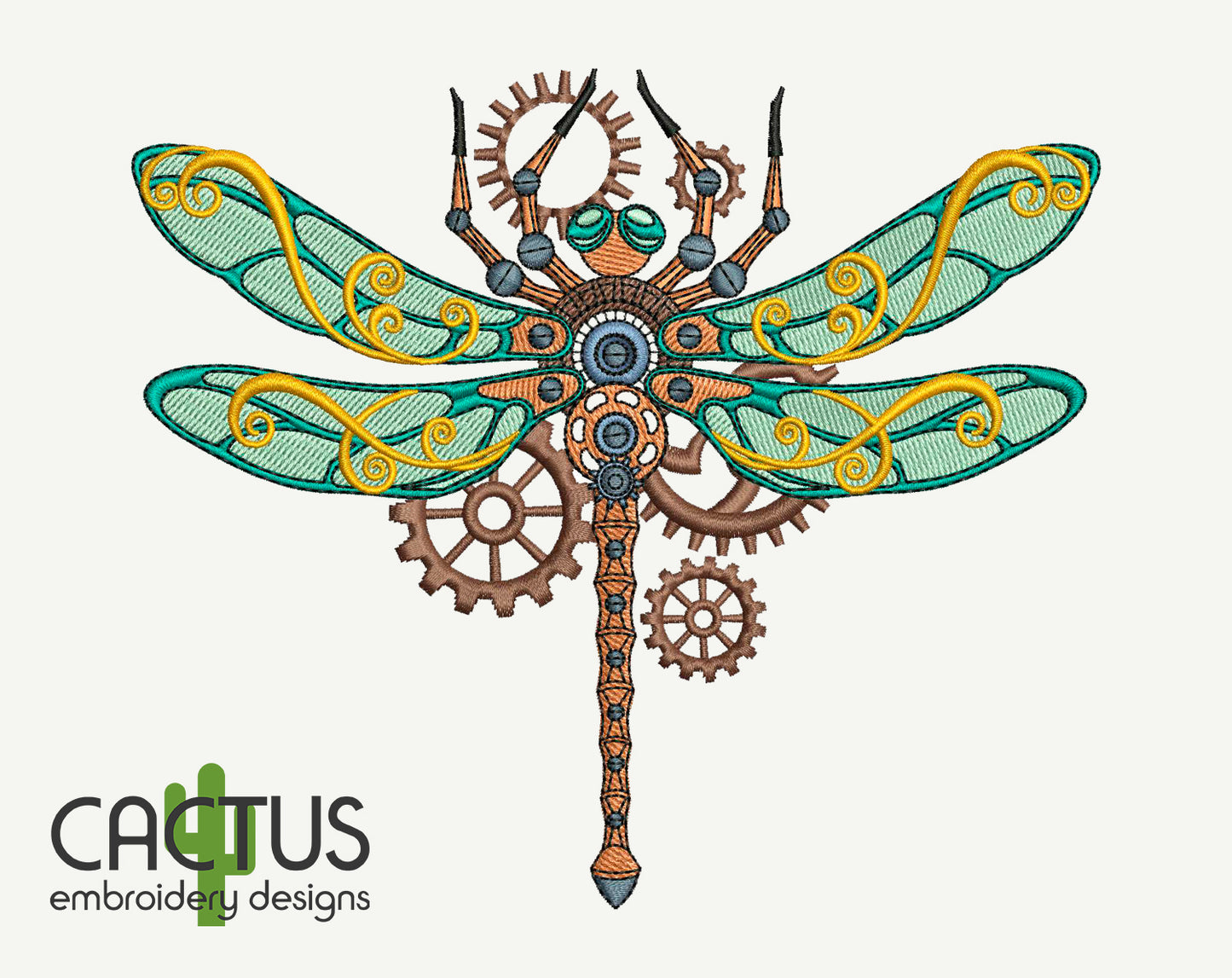 Mechanical Dragonfly Embroidery Design