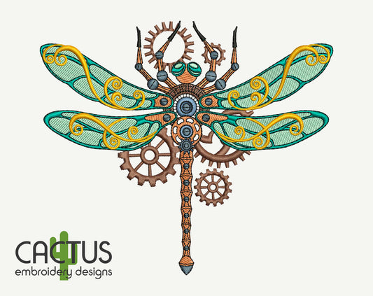 Mechanical Dragonfly Embroidery Design
