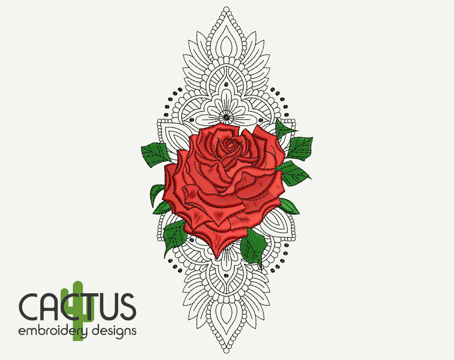 Mehndi with Rose Flower Embroidery Design