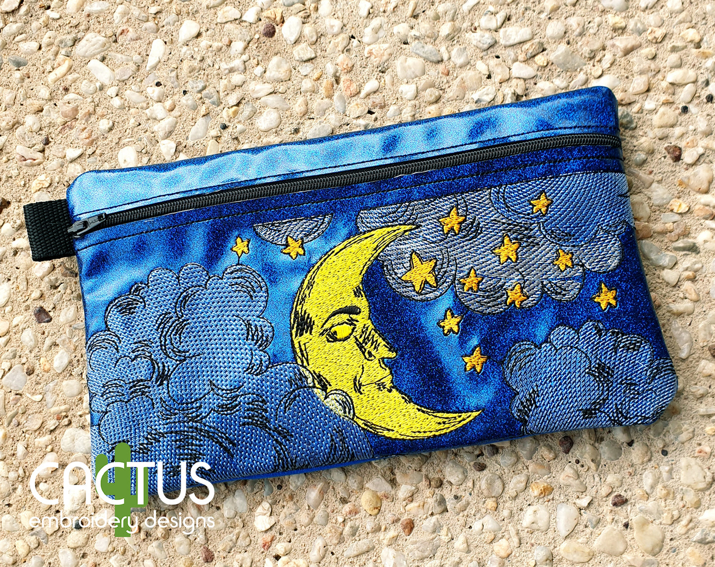 Moon and Stars Zipper Bag + Sun Zipper Pull