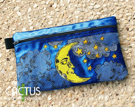 Moon and Stars Zipper Bag + Sun Zipper Pull