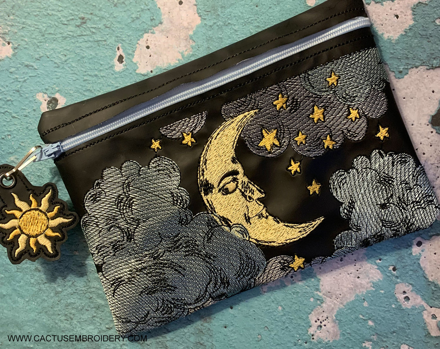 Moon and Stars Zipper Bag + Sun Zipper Pull