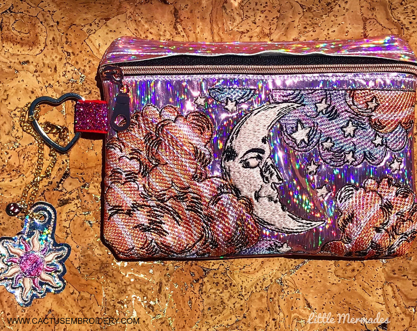 Moon and Stars Zipper Bag + Sun Zipper Pull